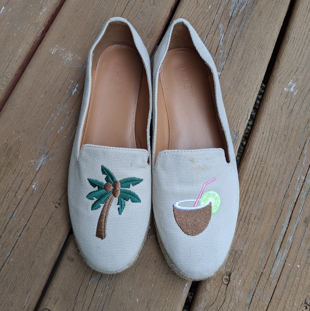 J. Crew Palm Tree Cocktail Canvas Slip On shoes